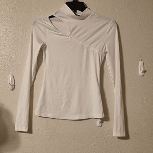 SHEIN White Long Sleeve Top with Cut-Out